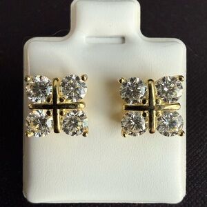 BNNU Moissanite Sterling Silver Gold Plated Earrings